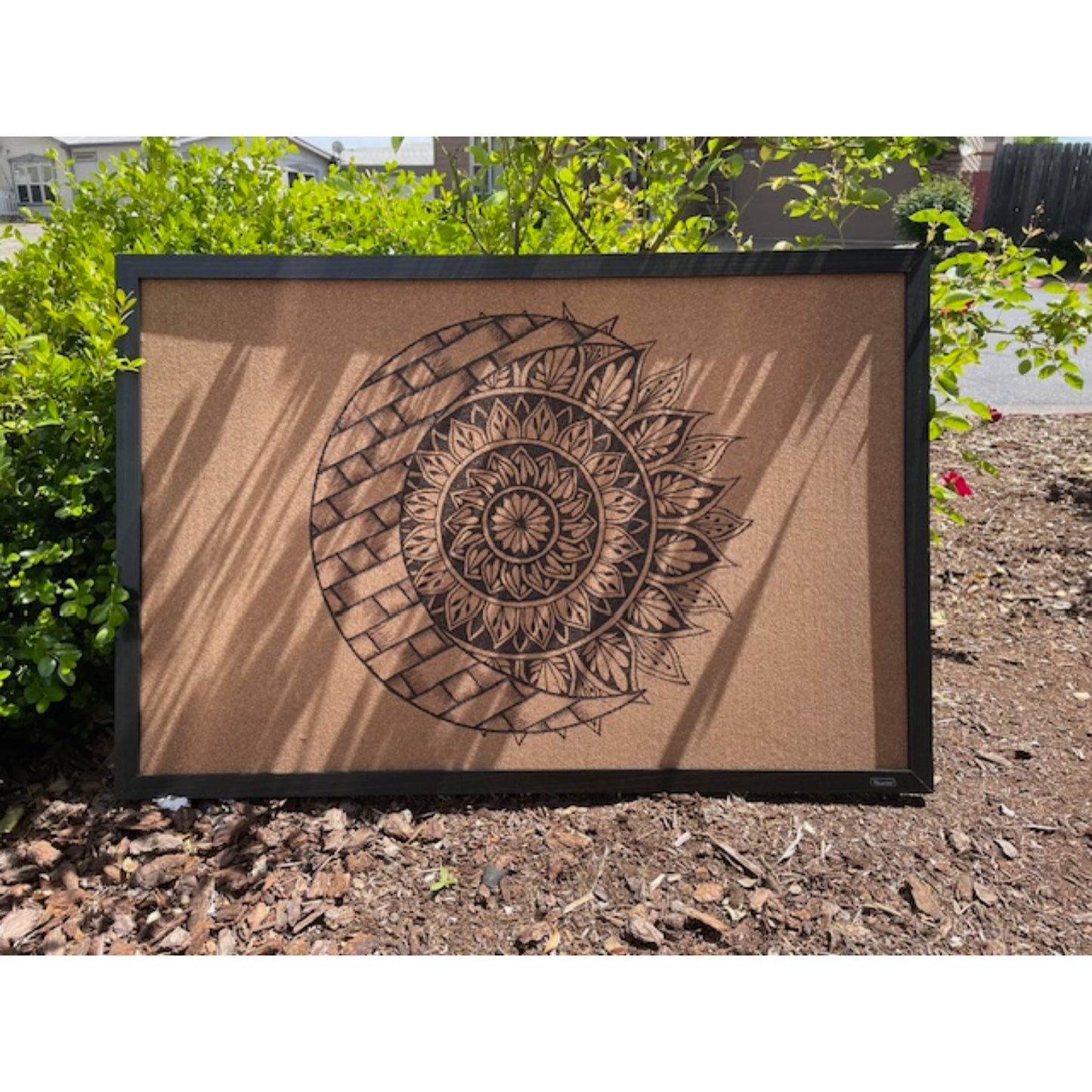 Sol y Luna con Estrellas Tabla de Cortar de Bambú Madera Quemada a Mano