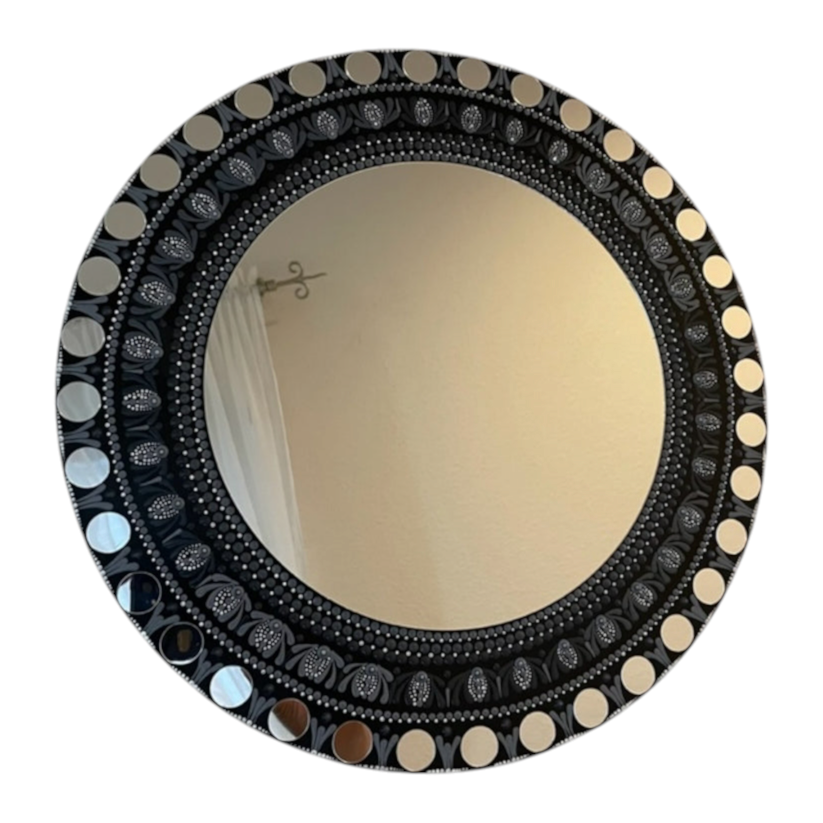 Wall Mirror 15.25in Diameter Black and White