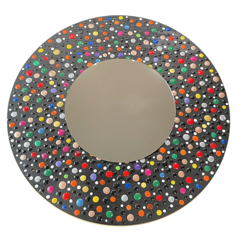 Wall Mirror 11.75in with Rainbow Rain Drops