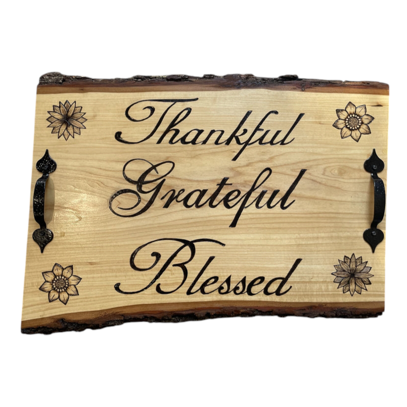Charcuterie Board Floral Design Serving Tray Wood Burned by Hand Party plater