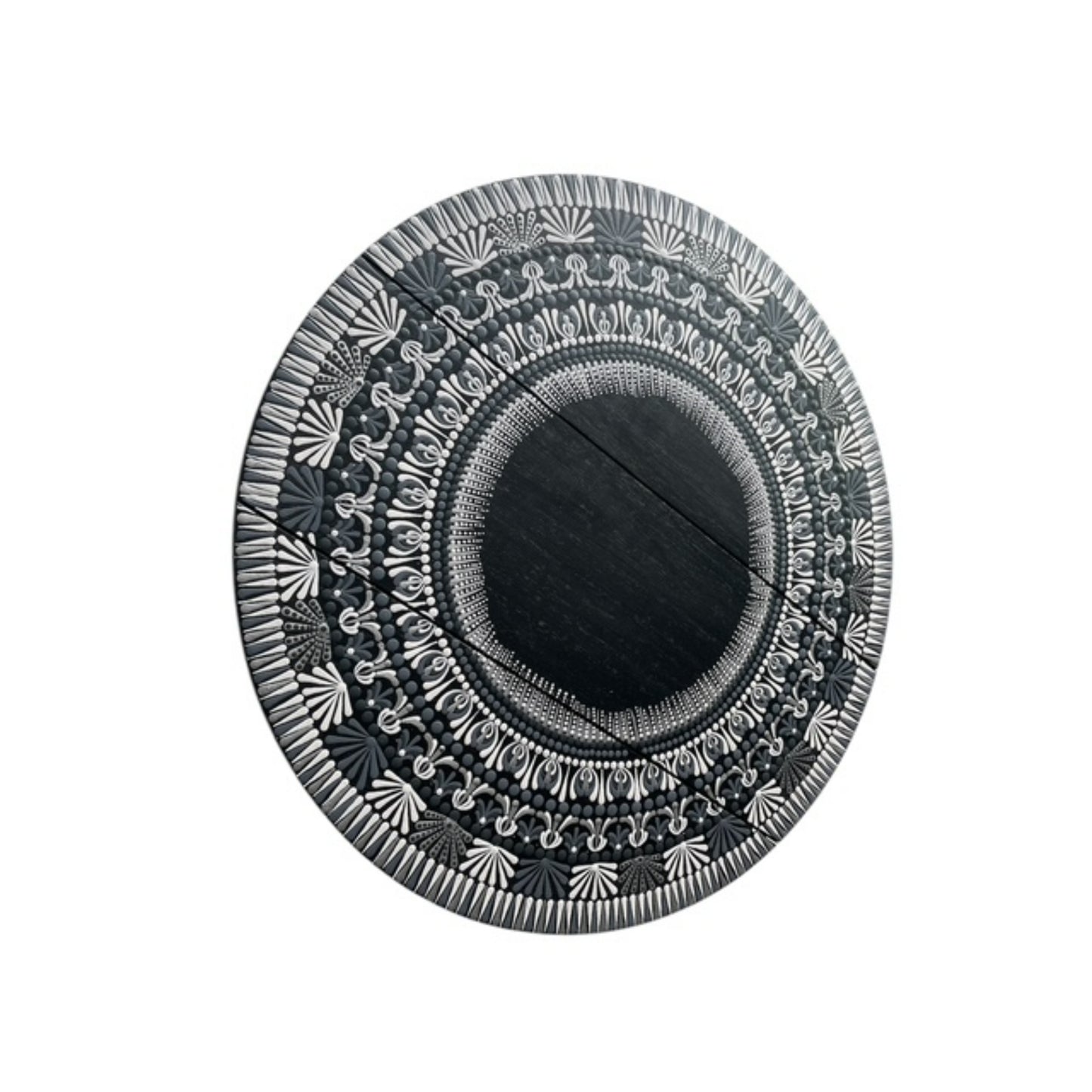 Lazy Susan 15in Black and White Mandala Rotating Tray Dining Room Kitchen Decor