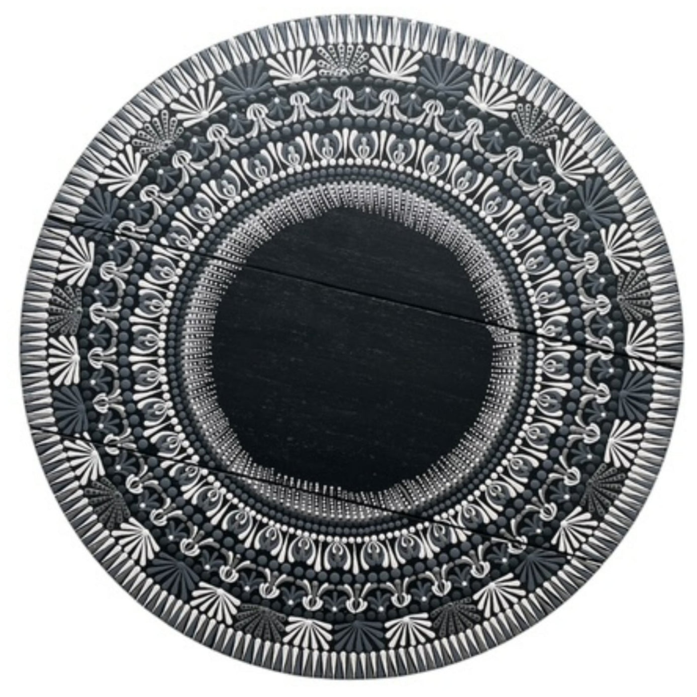 Lazy Susan 15in Black and White Mandala Rotating Tray Dining Room Kitchen Decor