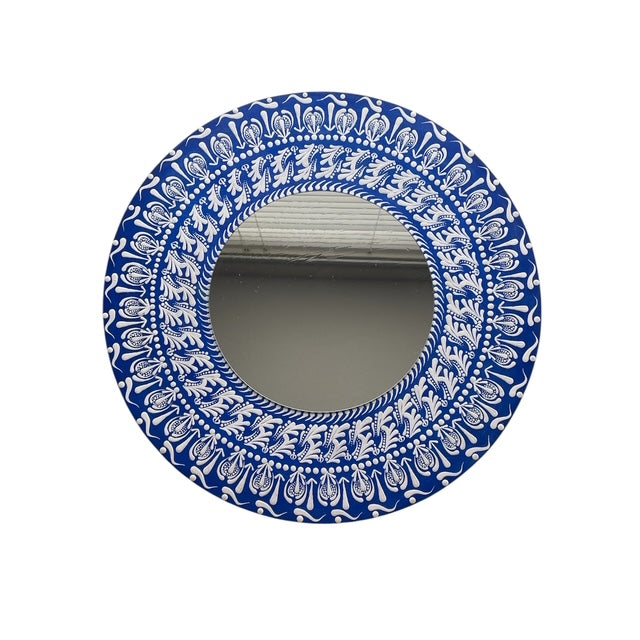Serene Mandala Mirror Wall Art Blue & White Colors
