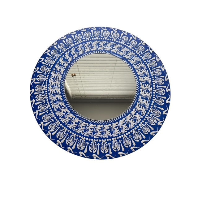 Serene Mandala Mirror Wall Art Blue & White Colors