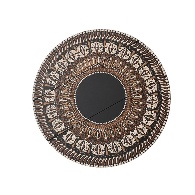 Lazy Susan 15in Brown and Tan Mandala Rotating Tray Dining Room Kitchen Decor