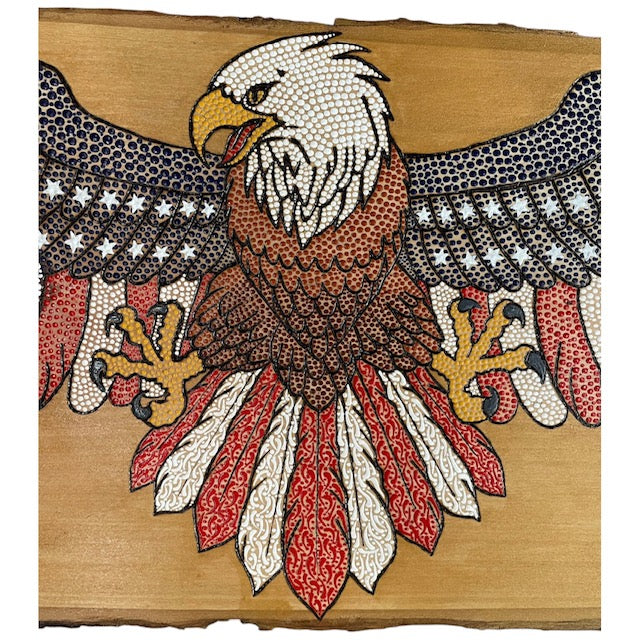 American Bald Eagle USA Flag 36in on Basswood Wall Art Home Office Decor Patriotic Gifts