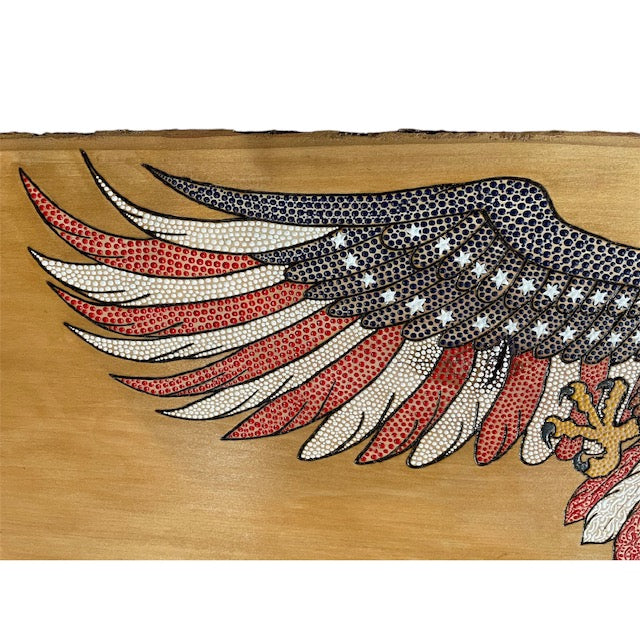 American Bald Eagle USA Flag 36in on Basswood Wall Art Home Office Decor Patriotic Gifts