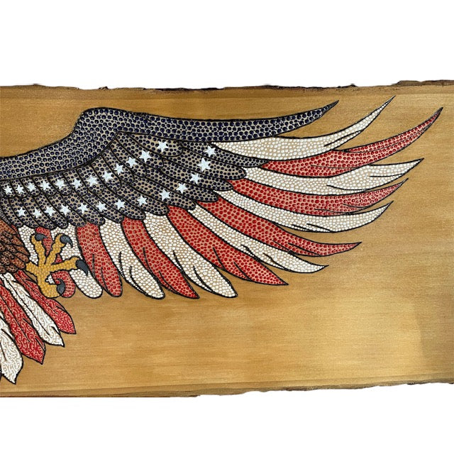 American Bald Eagle USA Flag 36in on Basswood Wall Art Home Office Decor Patriotic Gifts