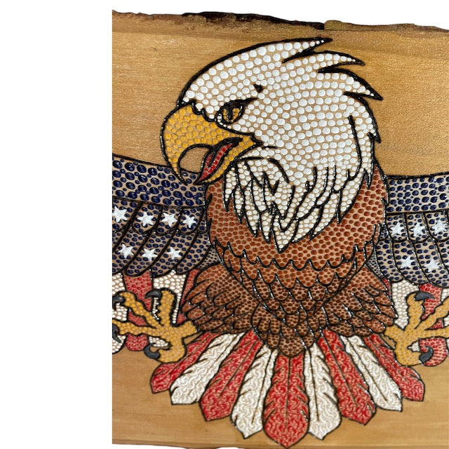 American Bald Eagle USA Flag 36in on Basswood Wall Art Home Office Decor Patriotic Gifts