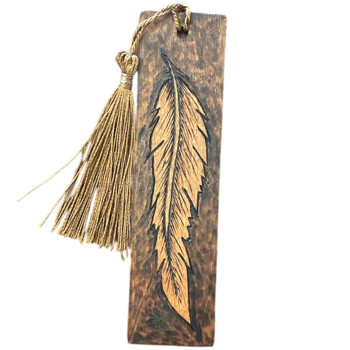 Handcrafted Bookmarks Wood Burned Words Designs with Tassels