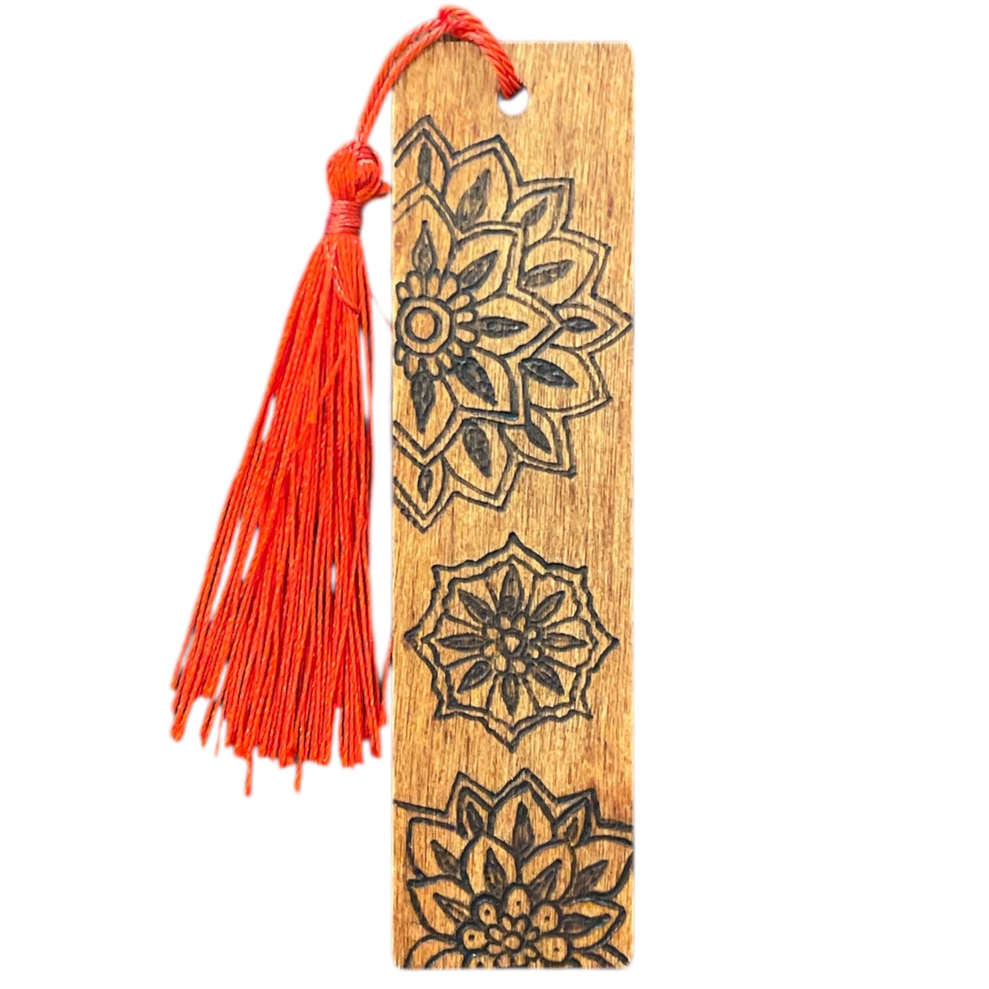 Handcrafted Bookmarks Wood Burned Words Designs with Tassels