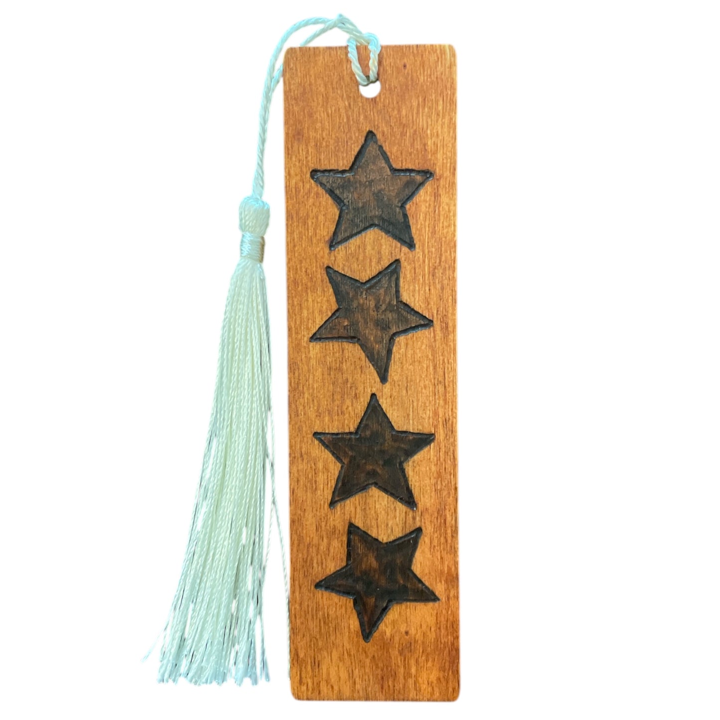 Handcrafted Bookmarks Wood Burned Designs with Tassels