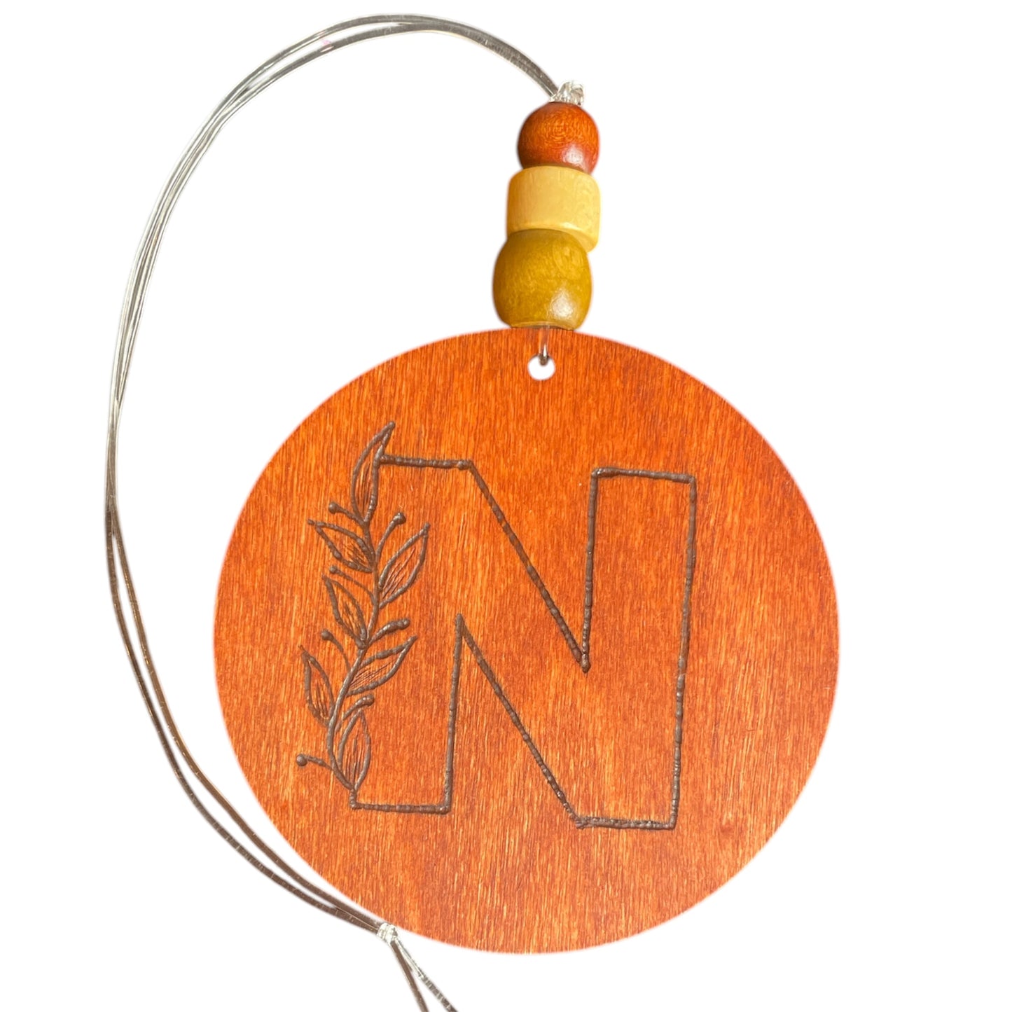 Christmas Tree Ornaments | English Alphabets | Wood-Burned Letter Ornament with Positive Word