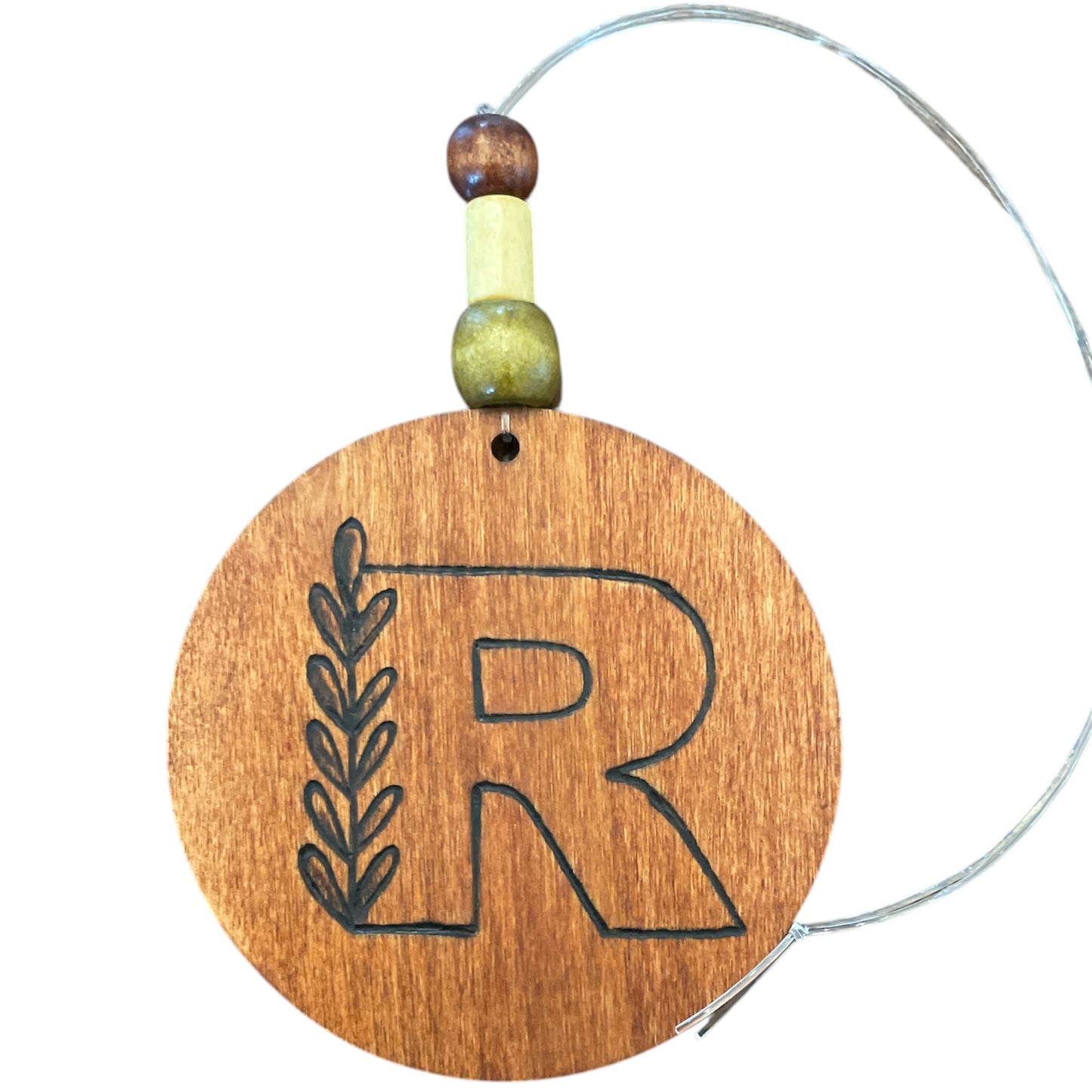 Christmas Tree Ornaments | English Alphabets | Wood-Burned Letter Ornament with Positive Word
