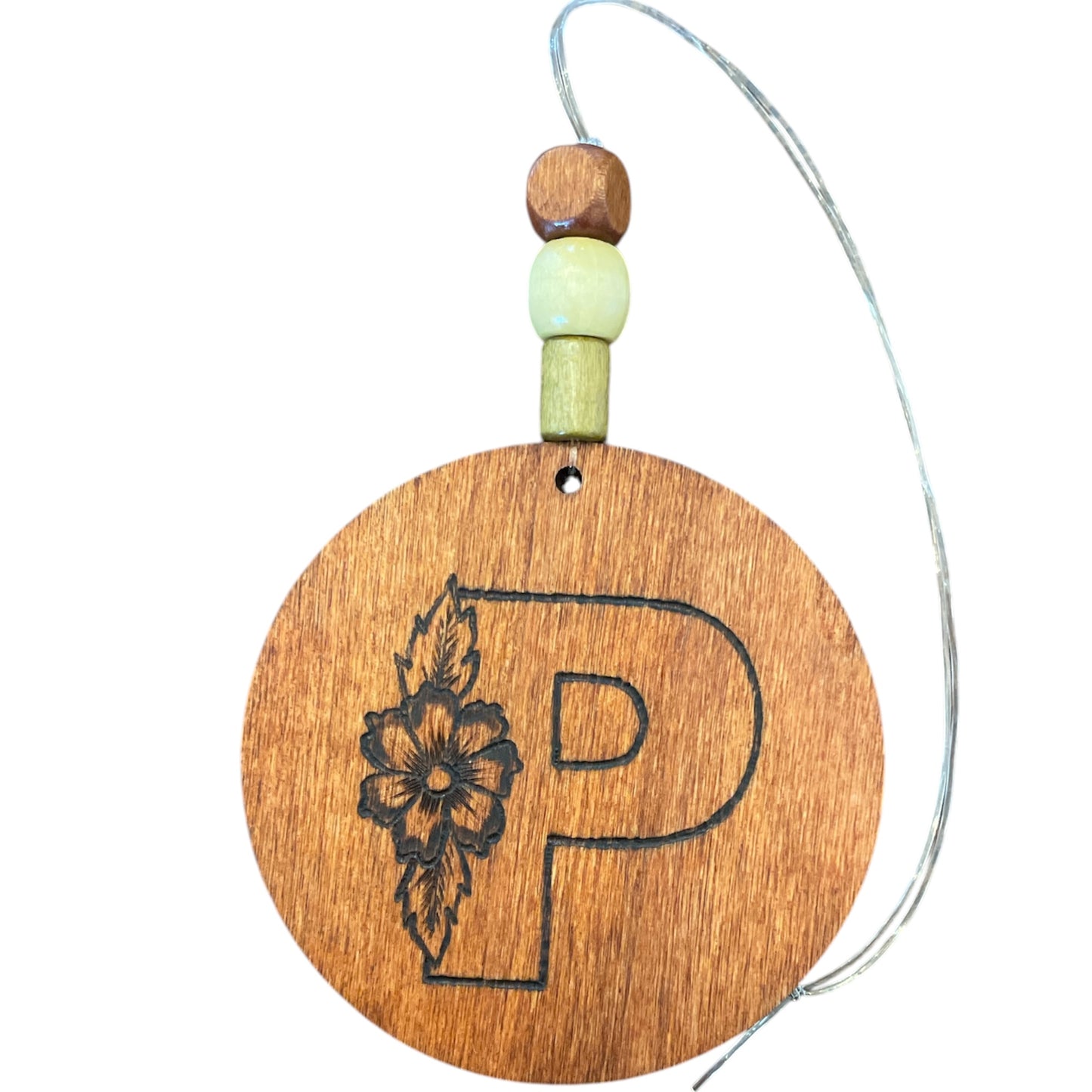Christmas Tree Ornaments | English Alphabets | Wood-Burned Letter Ornament with Positive Word