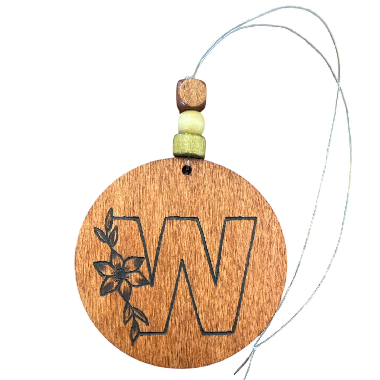Christmas Tree Ornaments | English Alphabets | Wood-Burned Letter Ornament with Positive Word