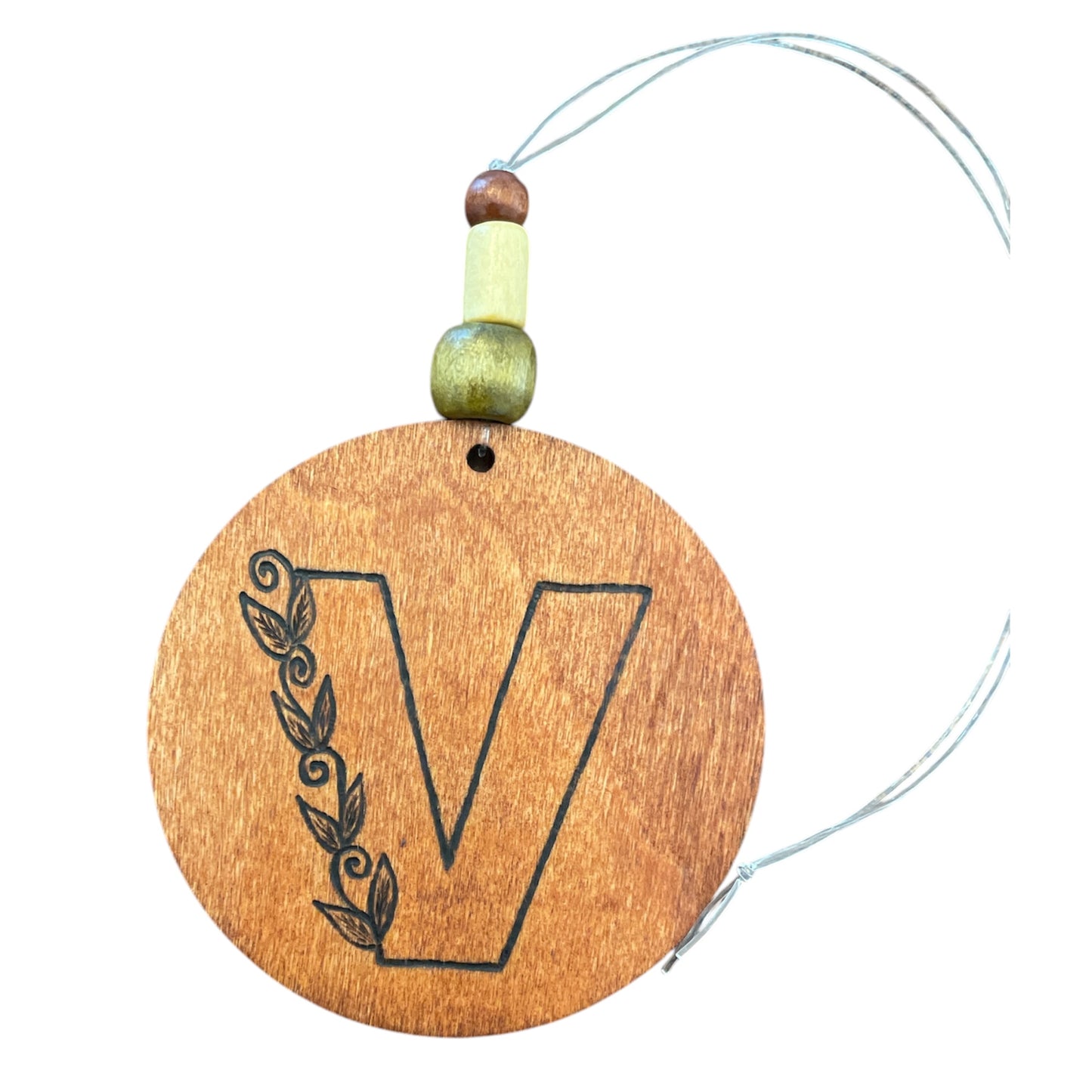 Christmas Tree Ornaments | English Alphabets | Wood-Burned Letter Ornament with Positive Word