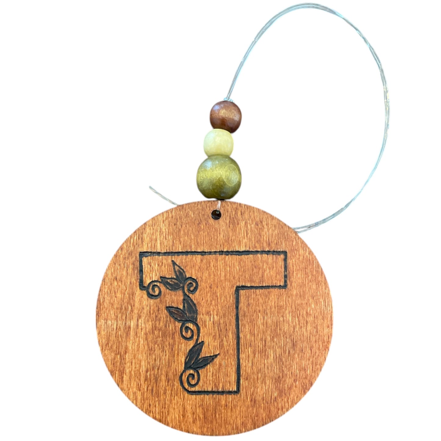 Christmas Tree Ornaments | English Alphabets | Wood-Burned Letter Ornament with Positive Word