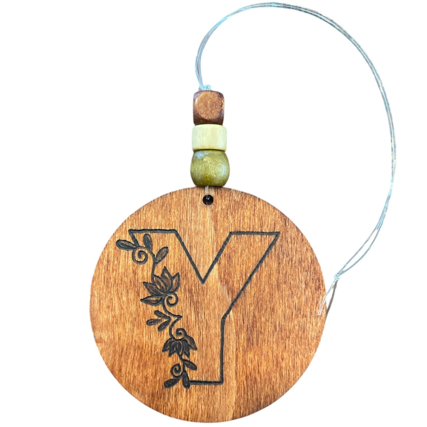 Christmas Tree Ornaments | English Alphabets | Wood-Burned Letter Ornament with Positive Word