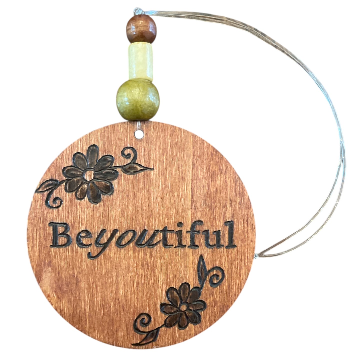 Christmas Tree Ornaments | Wood-Burned | Positive Quotes | Floral Designs