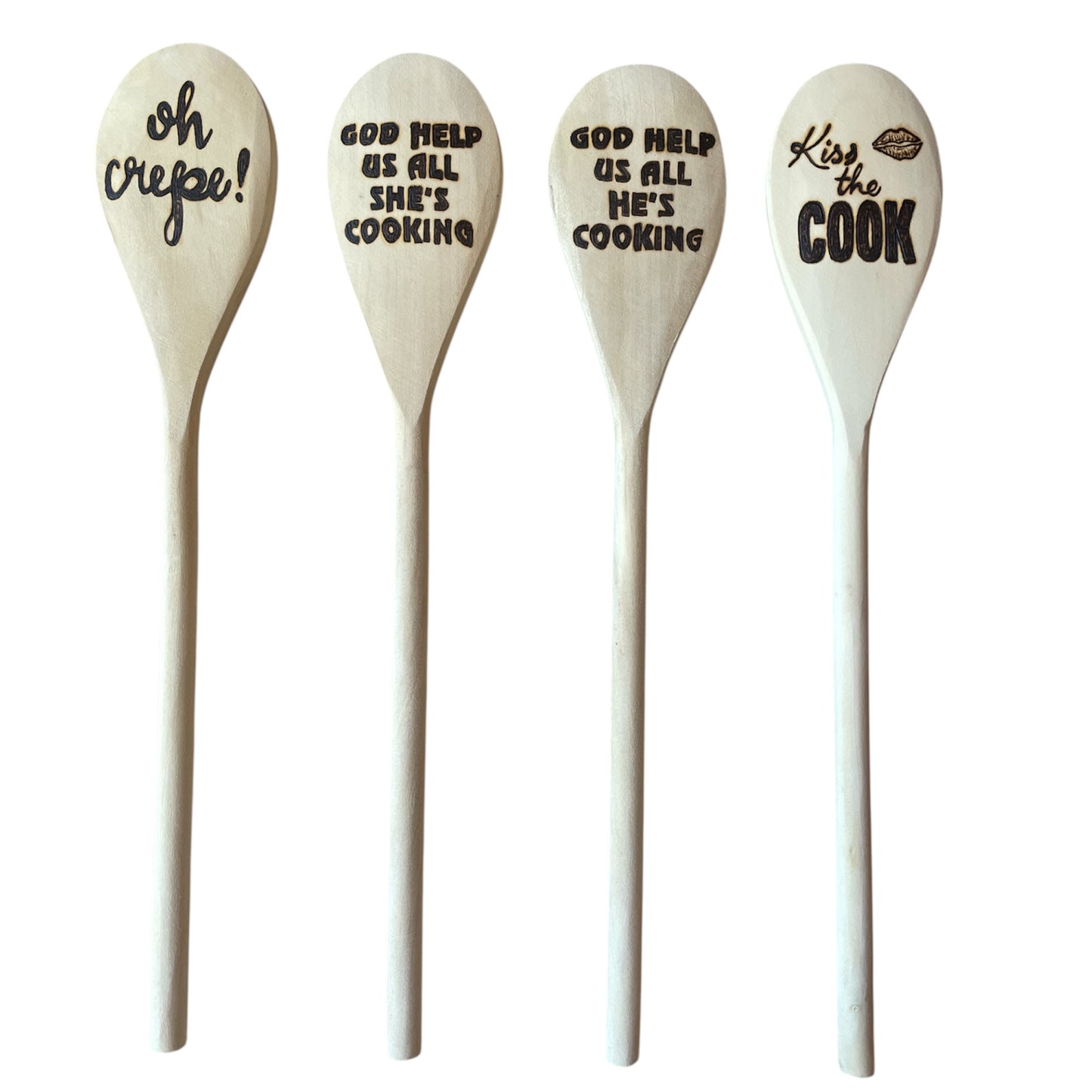Rubberwood 14" Cooking Spoons with Custom Designs Eco-friendly