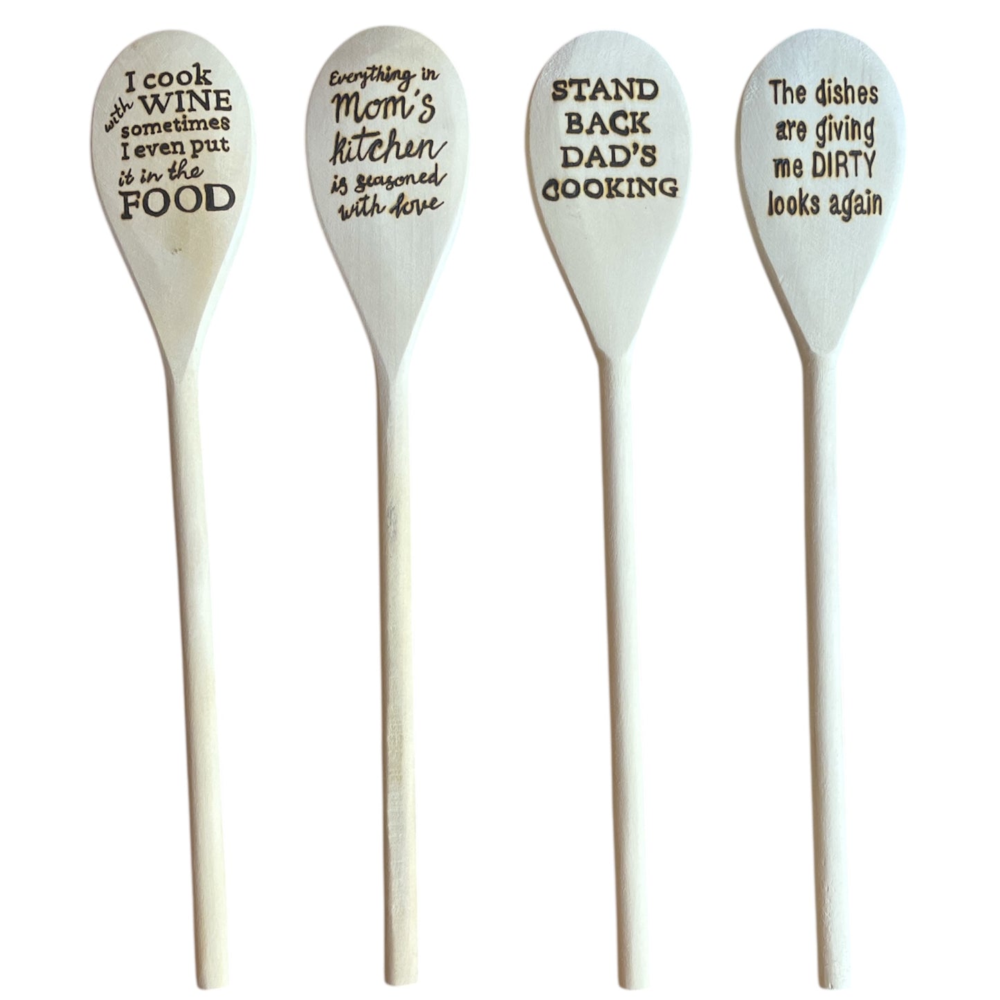Rubberwood 14" Cooking Spoons| Eco-friendly| Custom Designs| Funny Quotes