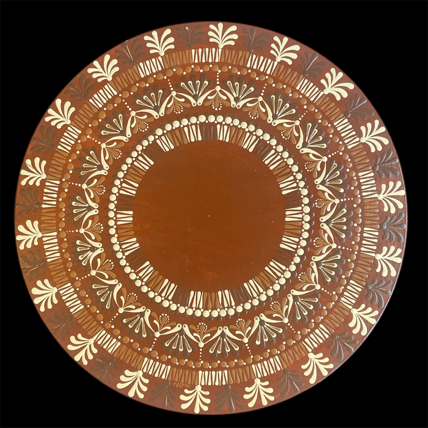 Lazy Susan Brown Tan Off-White Mandala Dining Room Table Kitchen Decor