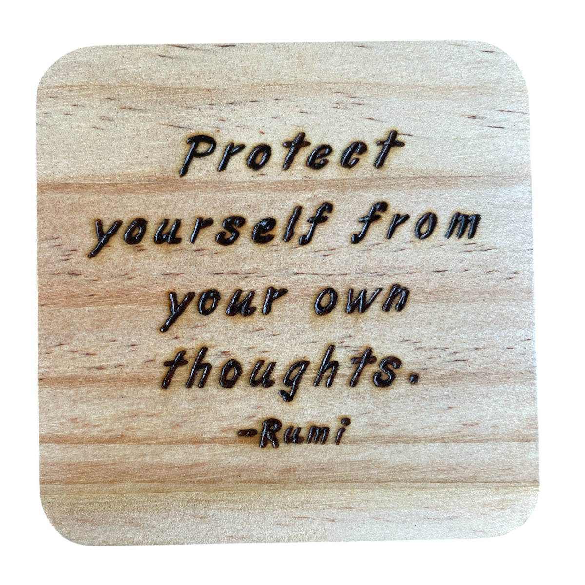 Square Wooden Fridge Magnets with Rumi Quotes
