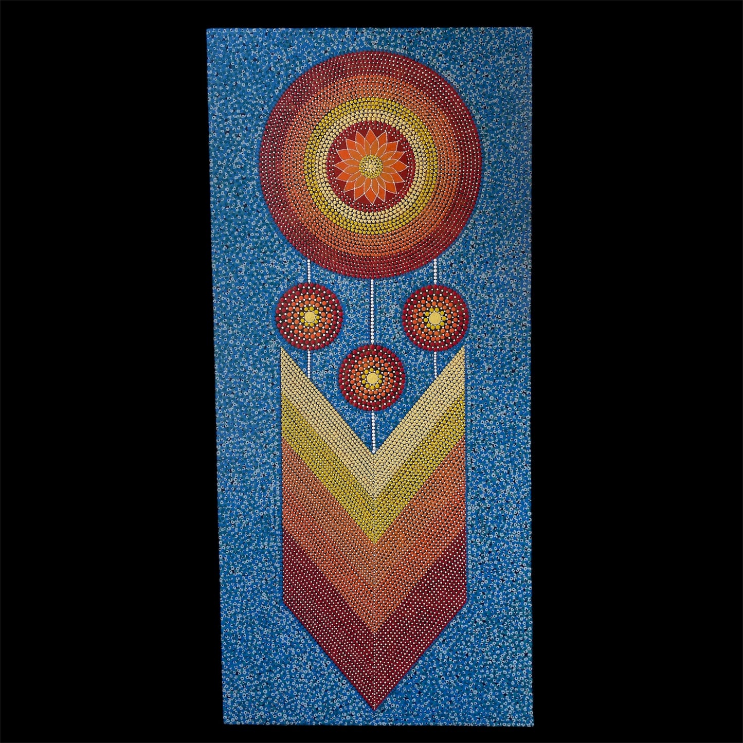 Dream Catcher Dot Art Pintura Madera Quemada Arte de pared hecho a mano