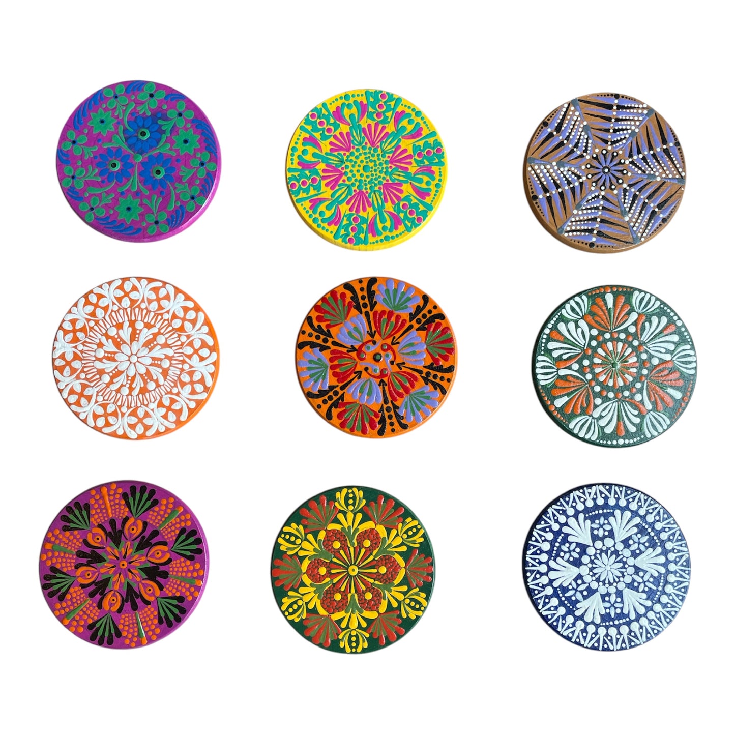 Handmade Wooden Coasters| Mandala Designs| Custom Colors Available