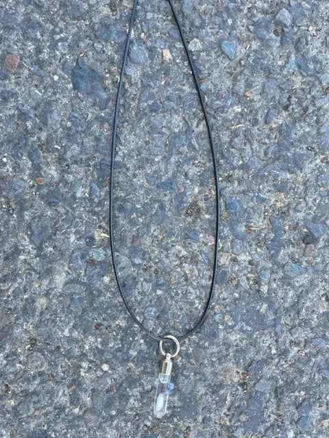 Blue Rose Necklace or Keychain Writing on Rice Handmade Unique Jewelry