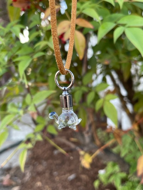 Blue Eye Turtle Necklace or Keychain Writing on Rice Handmade Jewelry