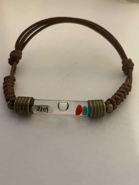 Men Women Unisex Bracelet Brown Color Writing on Rice Handmade Jewelry Gifts