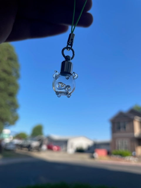 Piggy Pig Necklace or Keychain Writing on Rice Handmade Jewelry