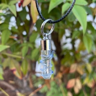 Blue Snake Necklace or Keychain Writing on Rice Handmade Jewelry