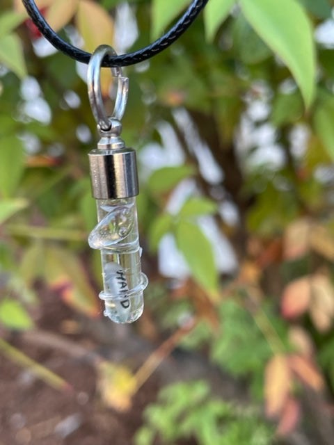 Clear Snake Necklace or Keychain Writing on Rice Handmade Jewelry