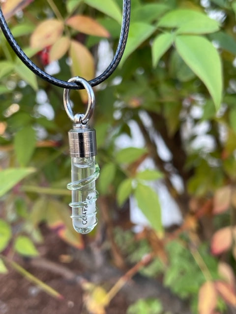 Clear Snake Necklace or Keychain Writing on Rice Handmade Jewelry