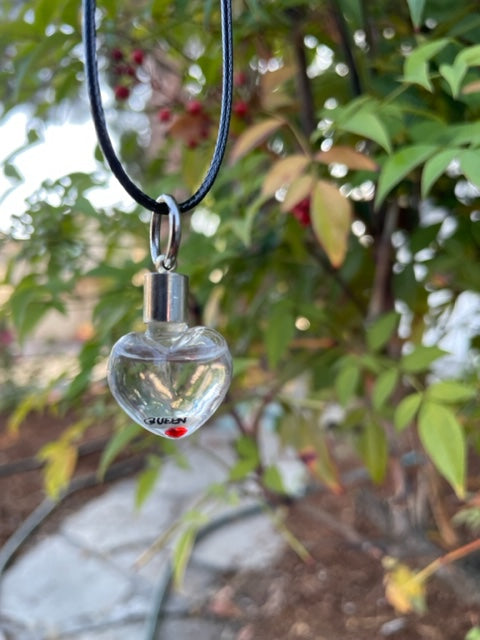 Big Heart Necklace or Keychain Writing on Rice Handmade Jewelry