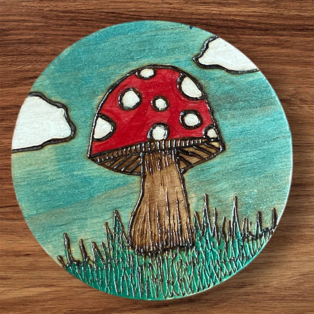 Mushroom, Moon and Heart Wooden Magnets Home Office Fridge Decor