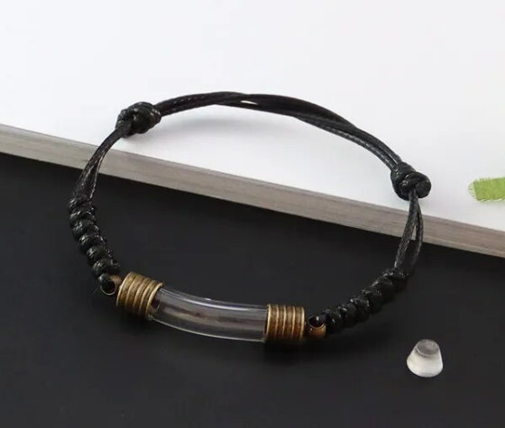 Pulsera unisex para hombre y mujer, color negro, escritura en arroz, regalos hechos a mano