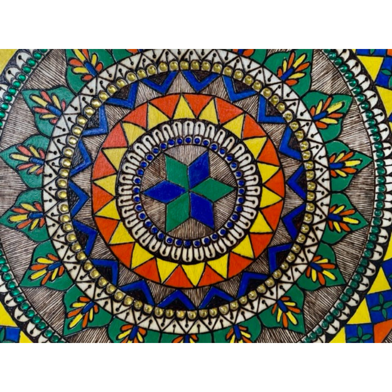 Mandala Turkish Style Wood Burned and Painted Home Decor