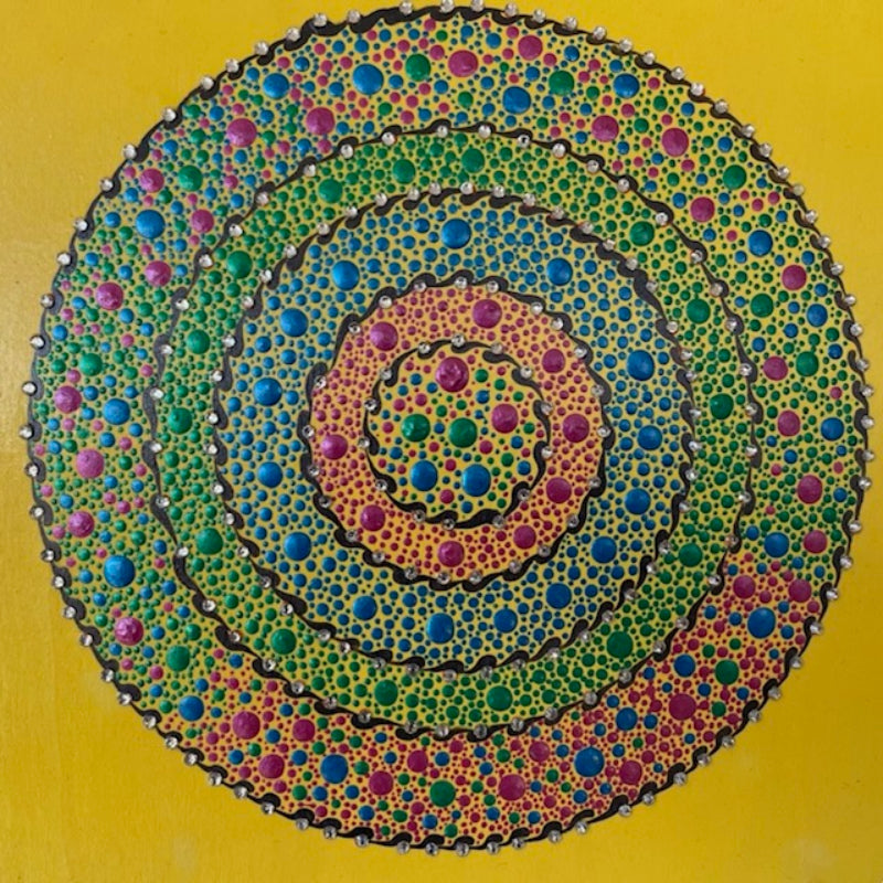Burst of Spring Inspired Dot Artwork with Rhinestones 11.75in Diameter