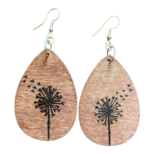 Dandelion Earrings Lightweight Teardrop Style