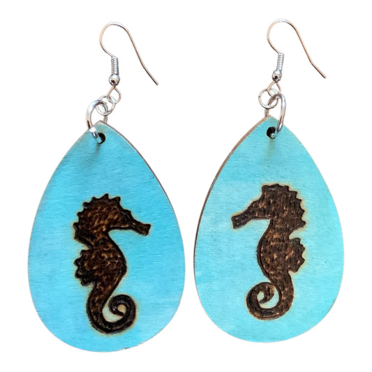 Seahorse Earrings Lightweight Teardrop Style