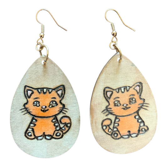kitty Earrings Lightweight Teardrop Style