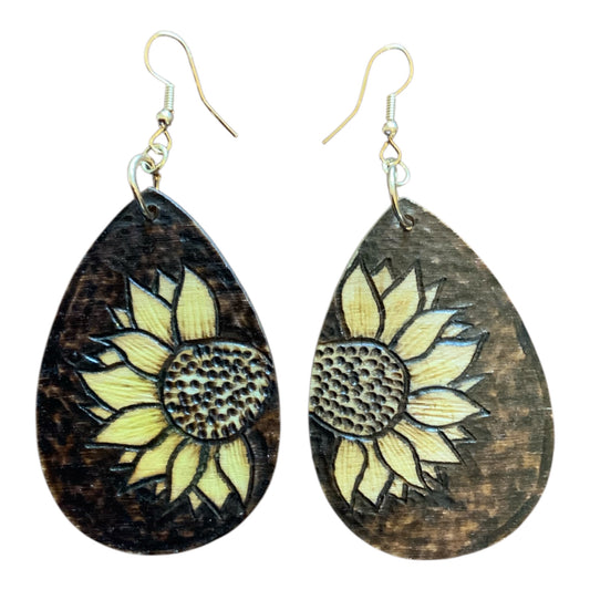 Sunflowers Earrings Lightweight Teardrop Style