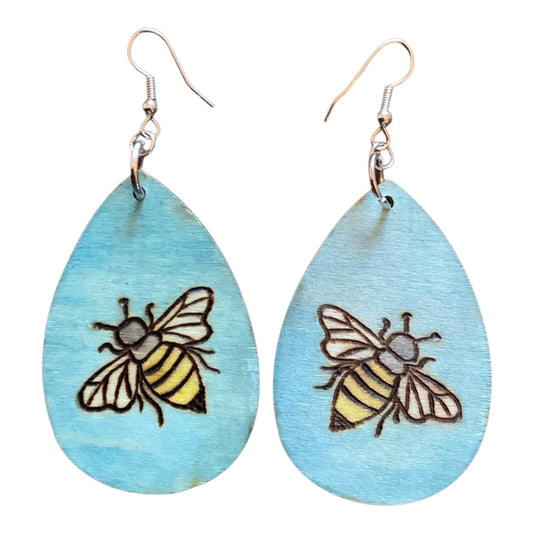 Honey Bees Earrings Lightweight Teardrop Style