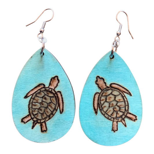 Sea Turtle Earrings Lightweight Teardrop Style