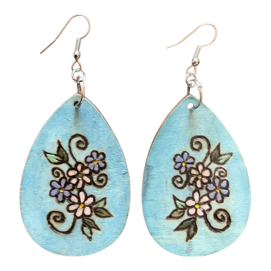 Florals Earrings Lightweight Teardrop Style