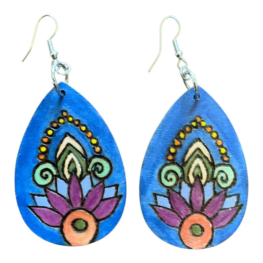 Lotus Flower Earrings Lightweight Teardrop Style